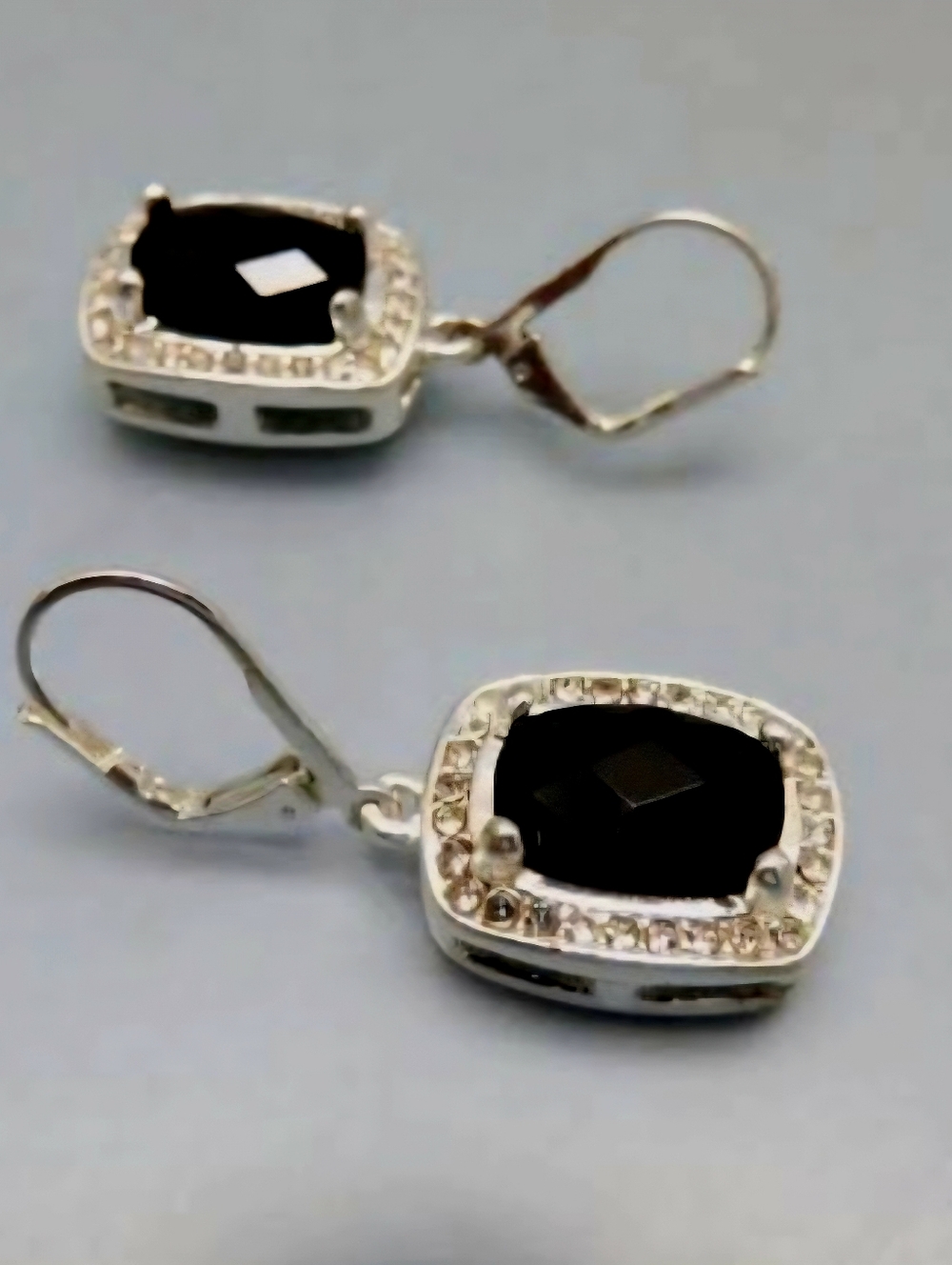 Avon Vintage Elegant Black Crystal Drop Earrings with Pavé Halo